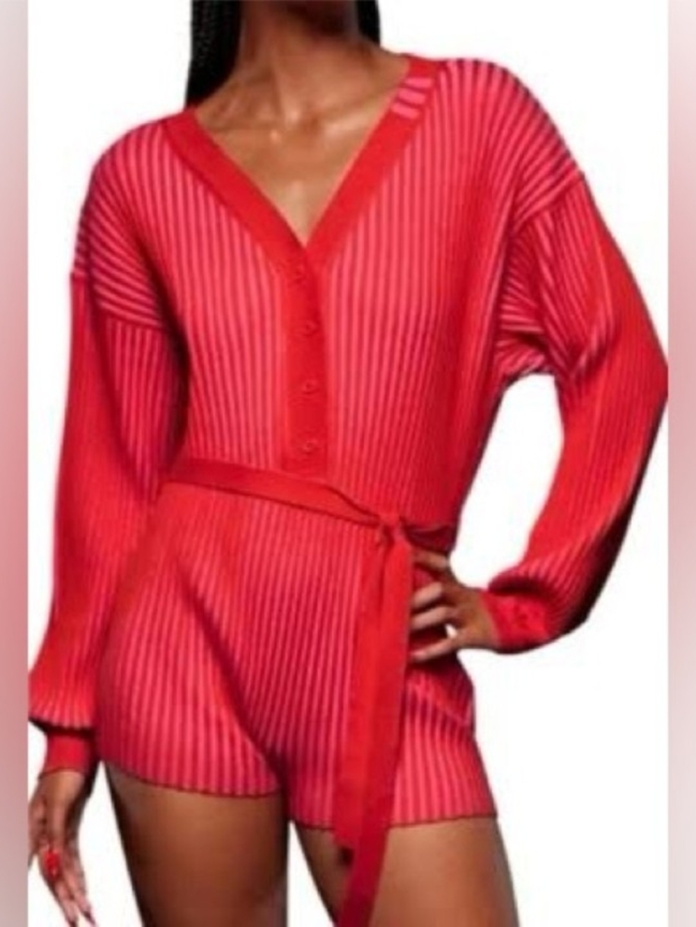 Adidas Ivy Park Pink And Red Ribbed Romper - Picture 11 of 11